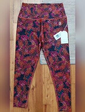 Never Worn-Beyond Yoga x barre3 Floral Print Leggings - Pink & Orange